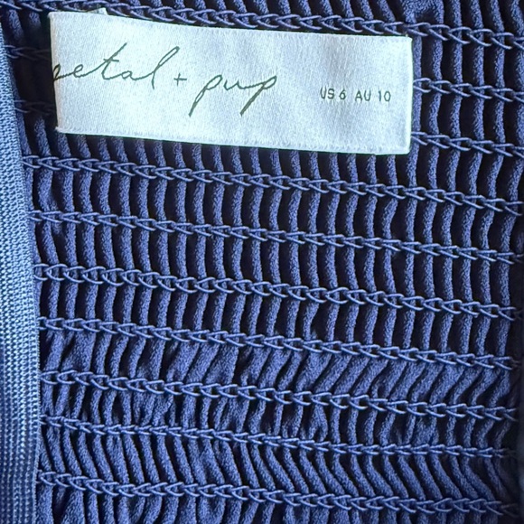 Petal + Pup Navy Blue Tie Shoulder Midi Dress Size 6 US / 10 AU Square Neck - Picture 3 of 6